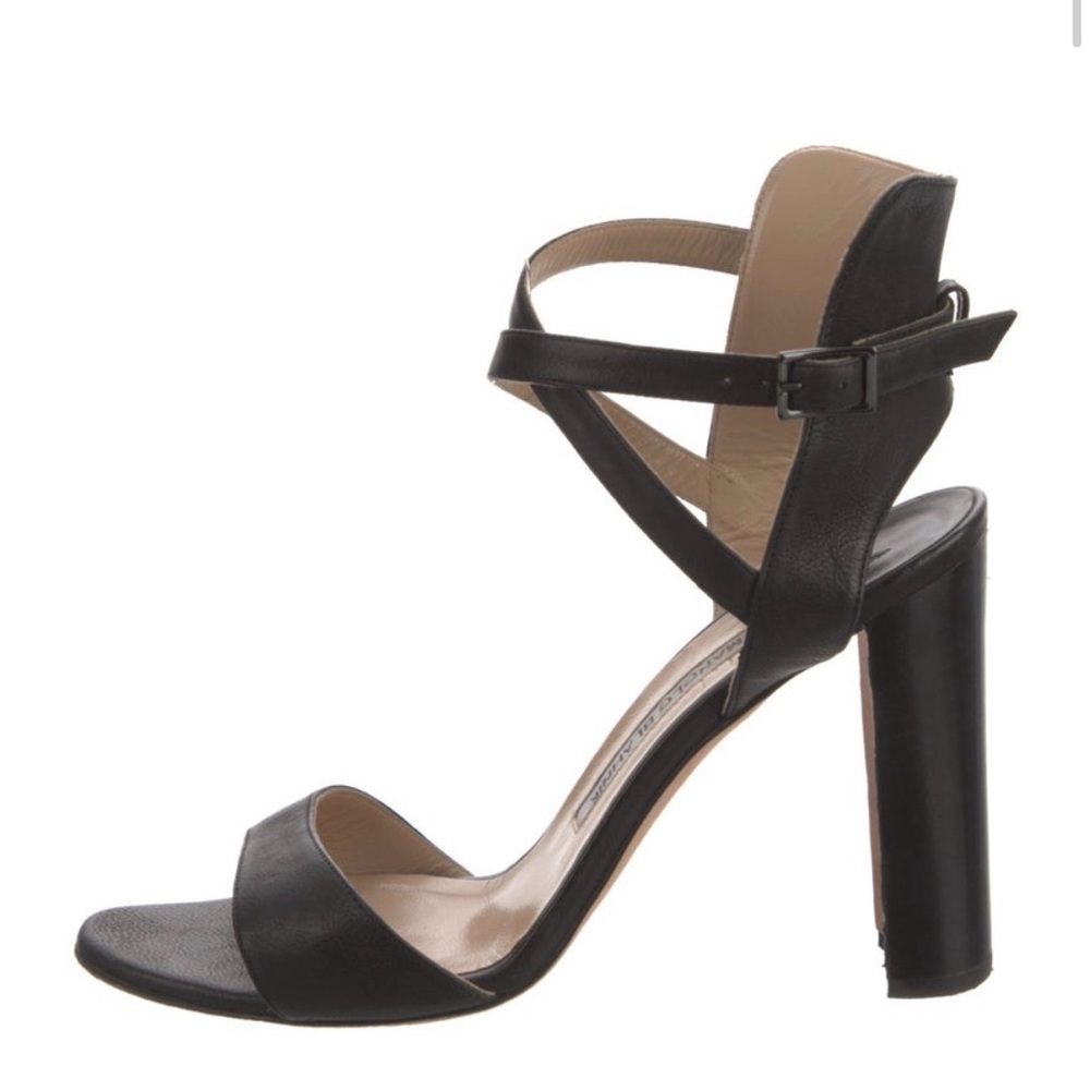Manolo Blahnik Black Leather Strappy Heels - Picture 3 of 10